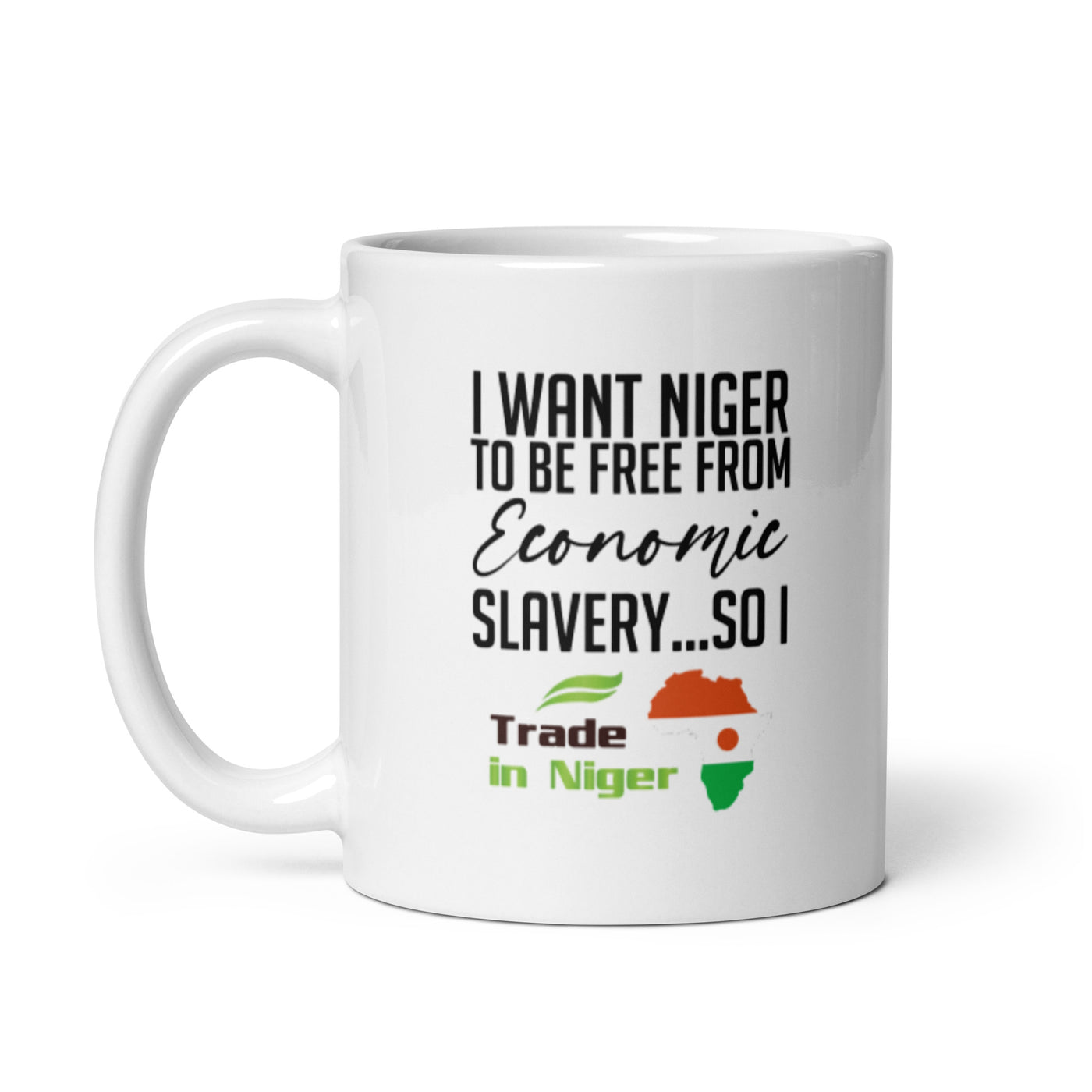 Economic Freedom - Trade In Niger White glossy mug