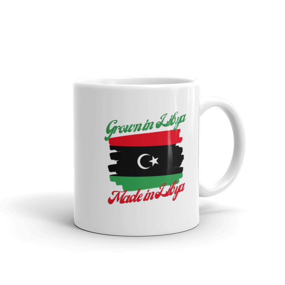 Grown in Libya Made in Libya White glossy mug