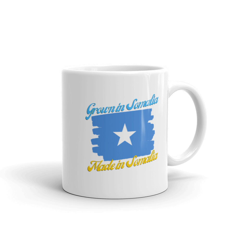 Grown in Somalia Made in Somalia White glossy mug