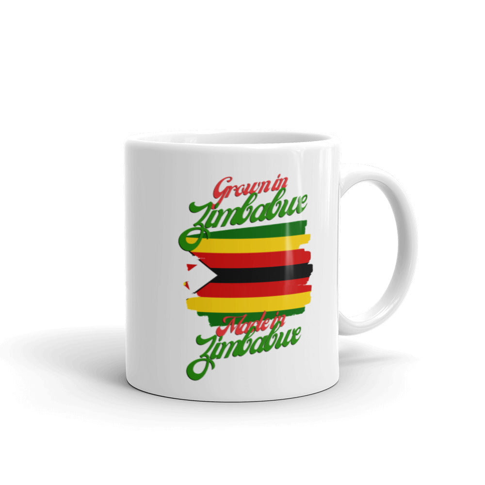 Grown in Zimbabwe Made in Zimbabwe White glossy mug