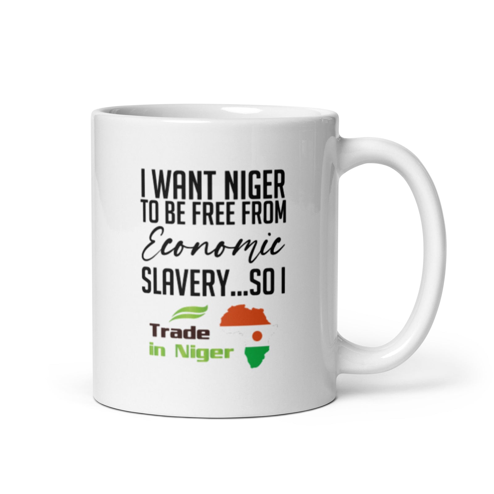 Economic Freedom - Trade In Niger White glossy mug