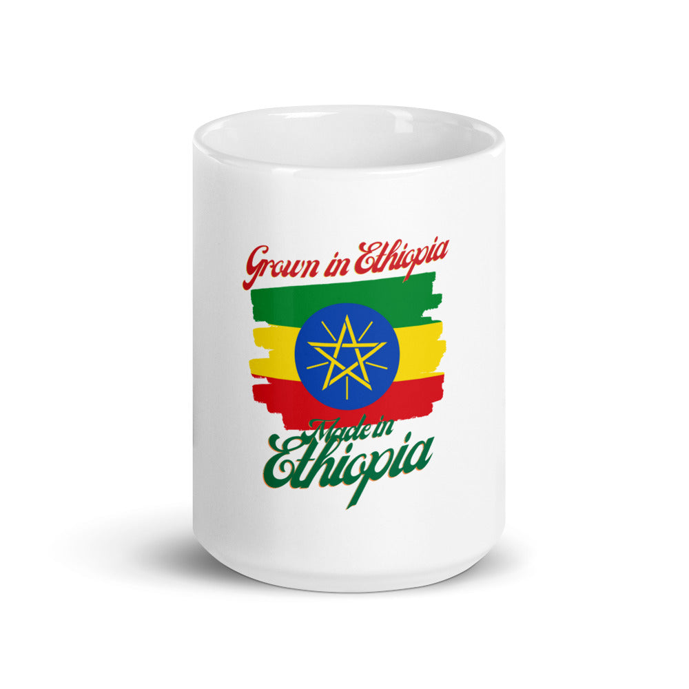 Grown in Ethiopia Made in Ethiopia White glossy mug