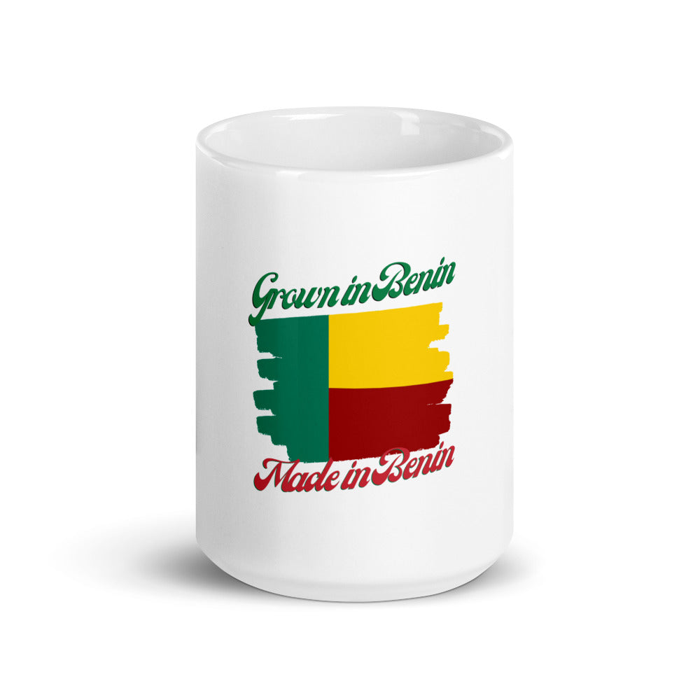 Grown in Benin Made in Benin White glossy mug