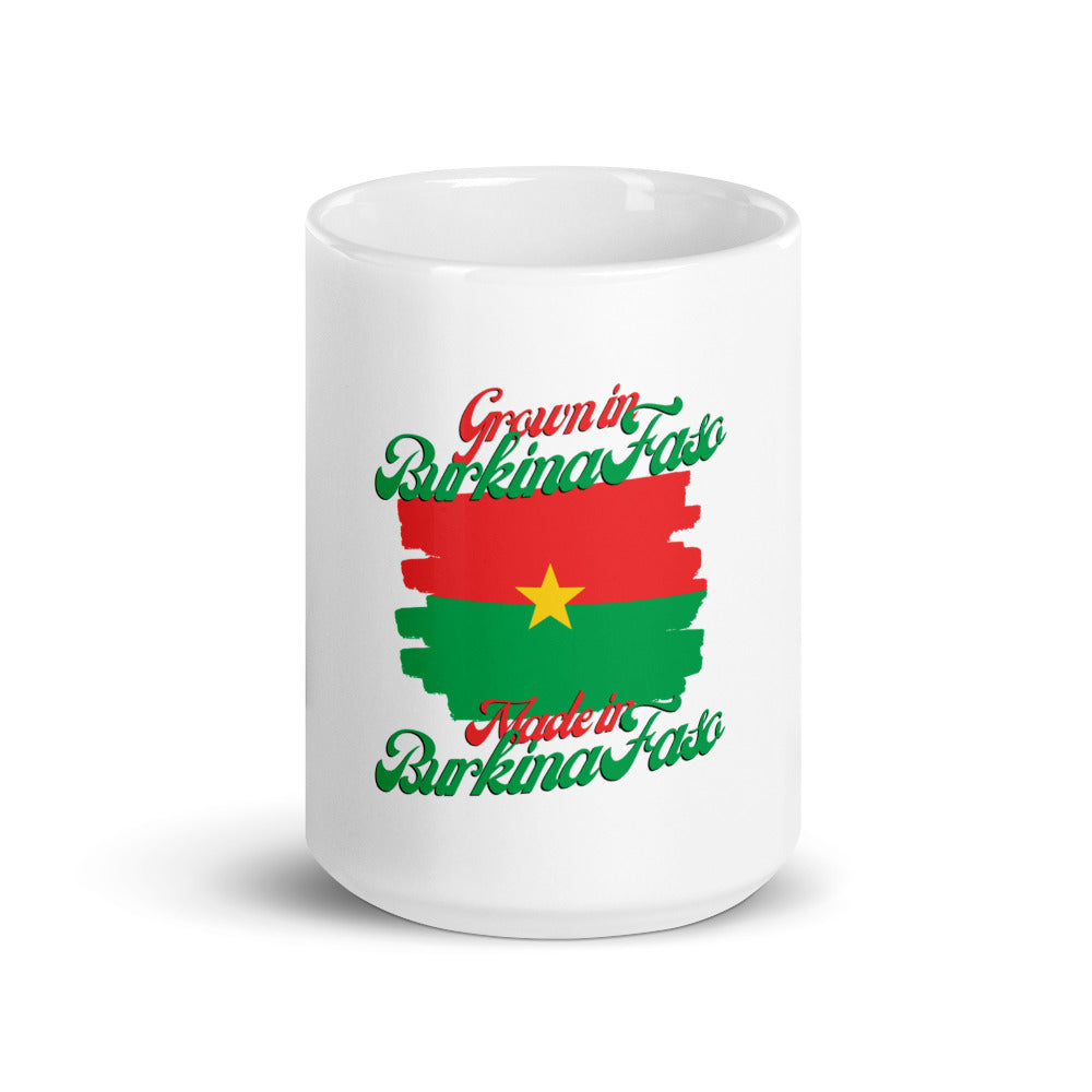Grown in Burkina Faso Made in Burkina Faso White glossy mug