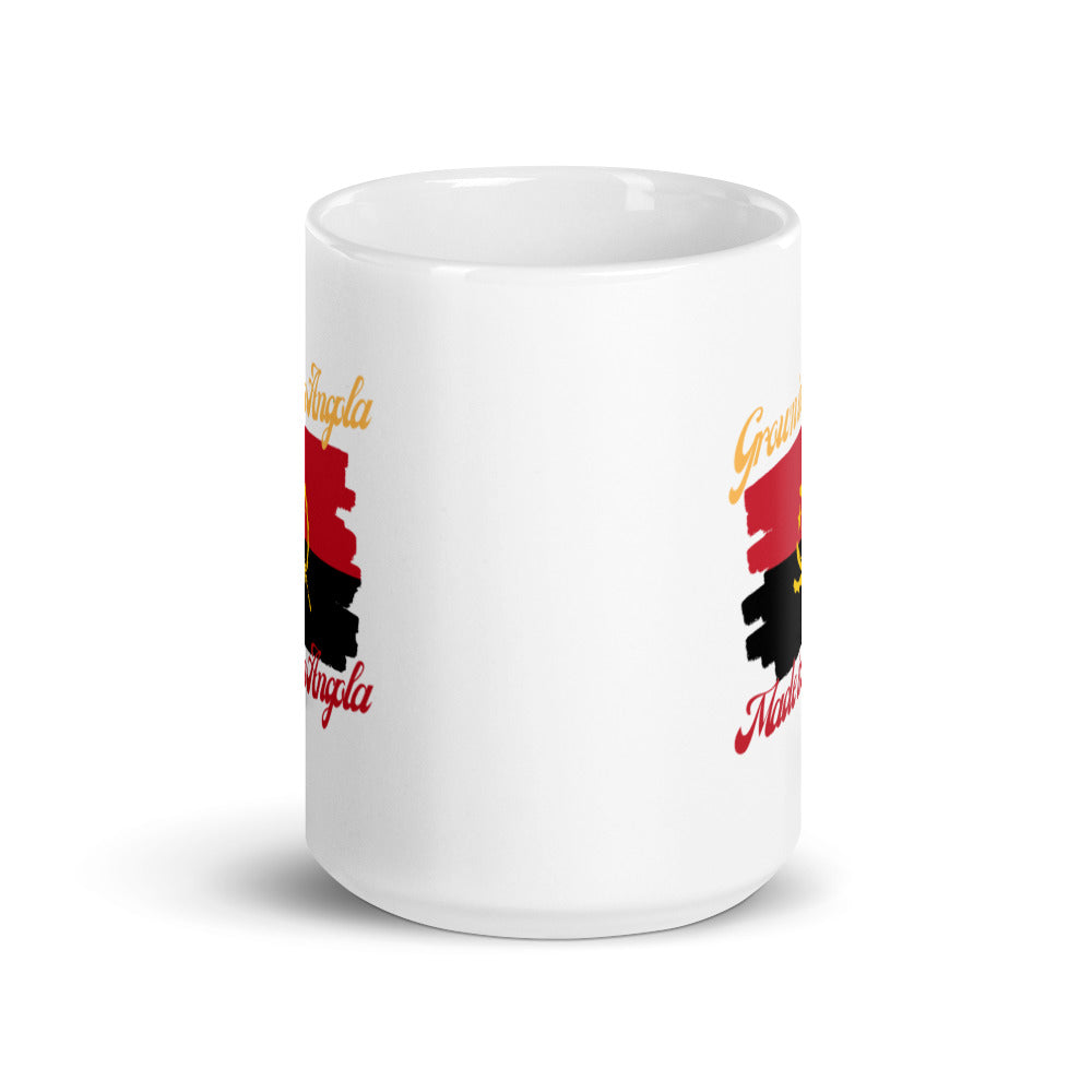 Grown in Angola Made in Angola White glossy mug