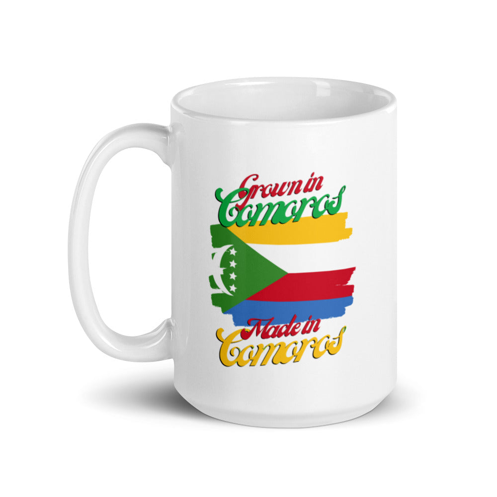 Grown in Comoros Made in Comoros White glossy mug