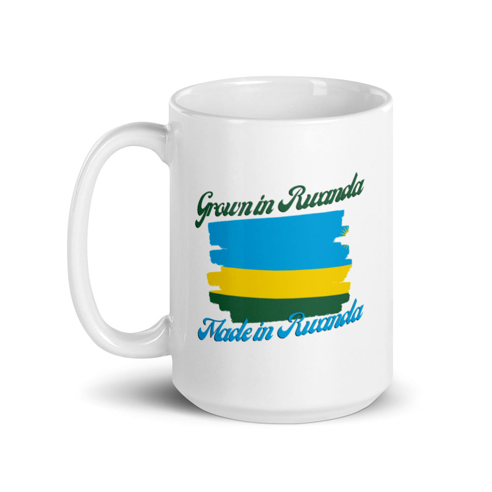 Grown in Rwanda Made in Rwanda White glossy mug