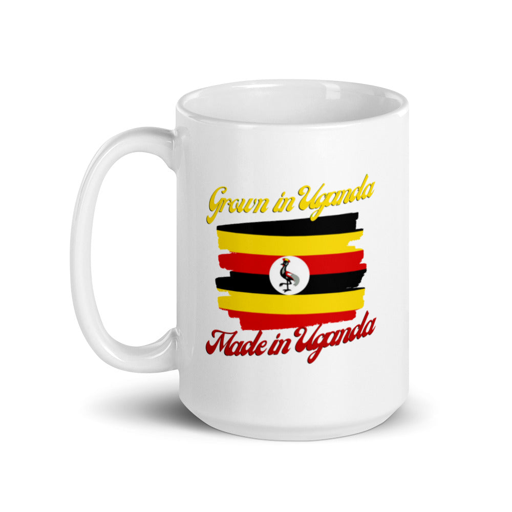 Grown in Uganda Made in Uganda White glossy mug