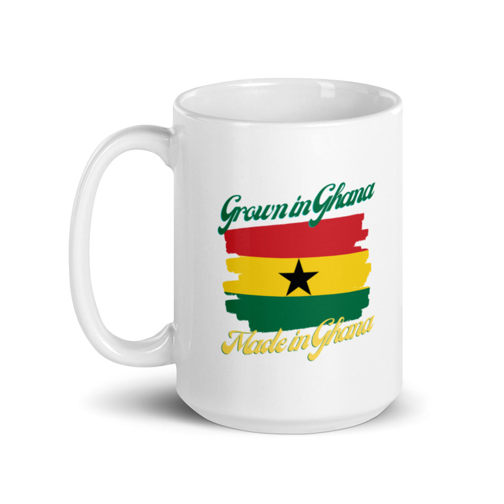 Grown in Ghana Made in Ghana White glossy mug