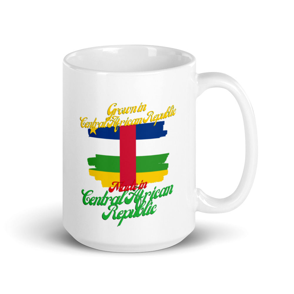 Grown in Central African Republic Made in Central African Republic White glossy mug