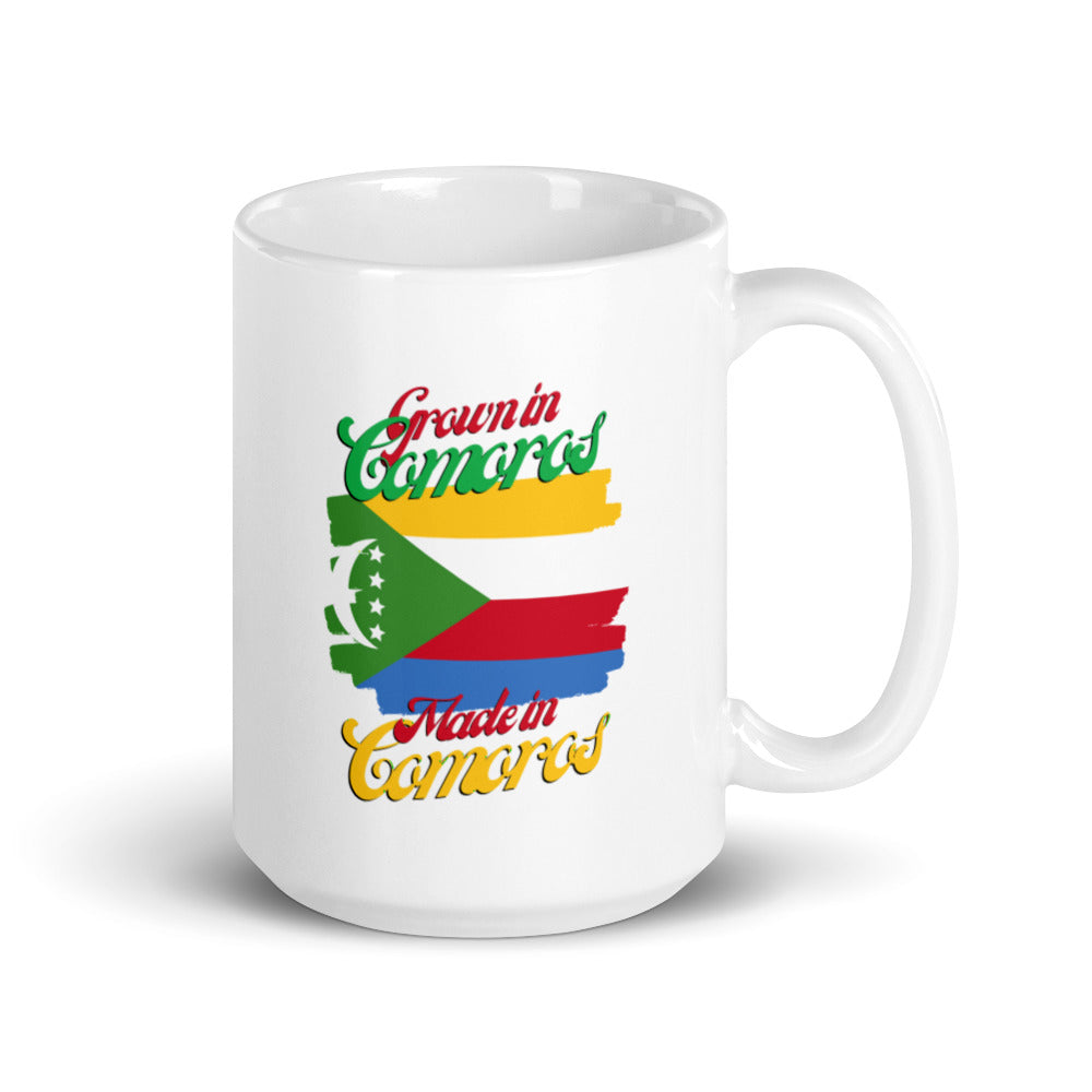 Grown in Comoros Made in Comoros White glossy mug