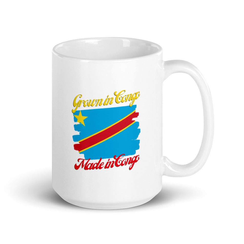 Grown in Congo Made in Congo White glossy mug