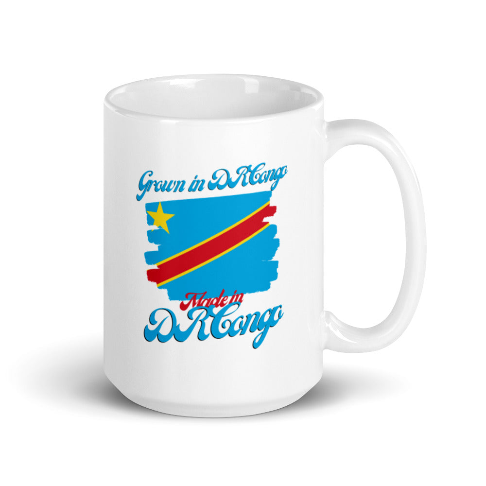 Grown in DR Congo Made in DR Congo White glossy mug