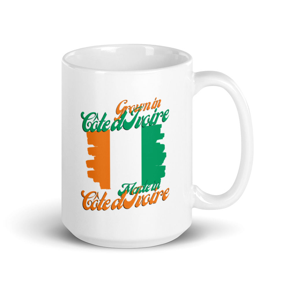 Grown in Cote d'Ivoire Made in Cote d'Ivoire White glossy mug