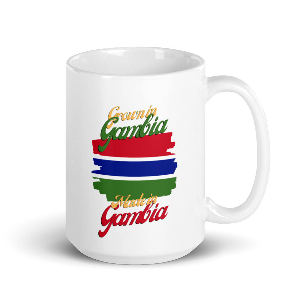 Grown in Gambia Made in Gambia White glossy mug