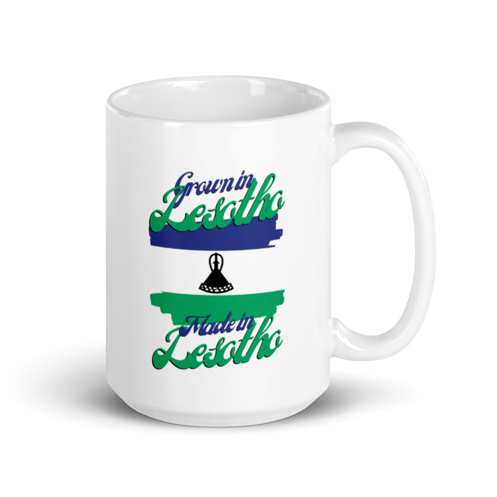 Grown in Lesotho Made in Lesotho White glossy mug