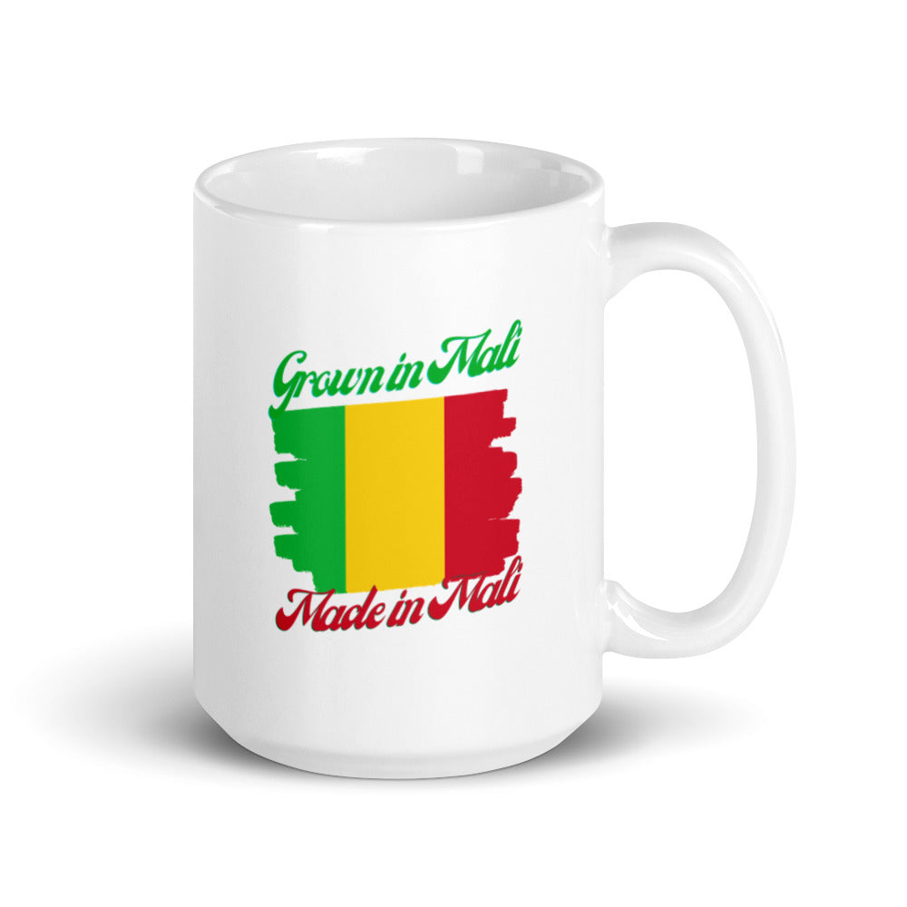 Grown in Mali Made in Mali White glossy mug