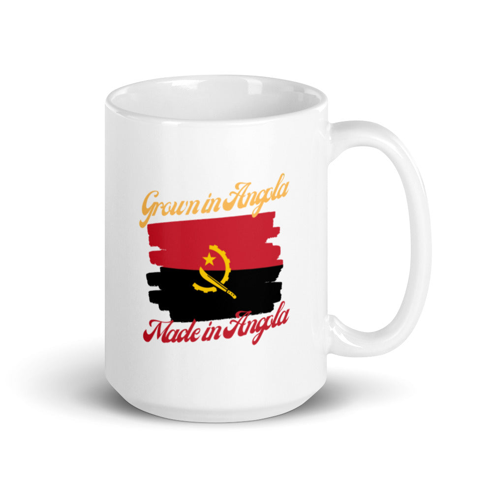 Grown in Angola Made in Angola White glossy mug