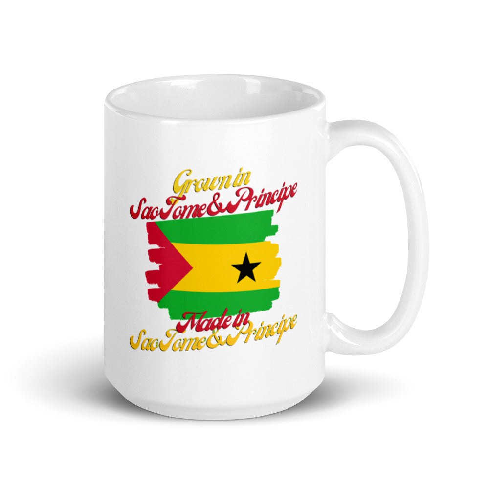 Grown in Sao Tome and Principe Made in Sao Tome and Principe White glossy mug