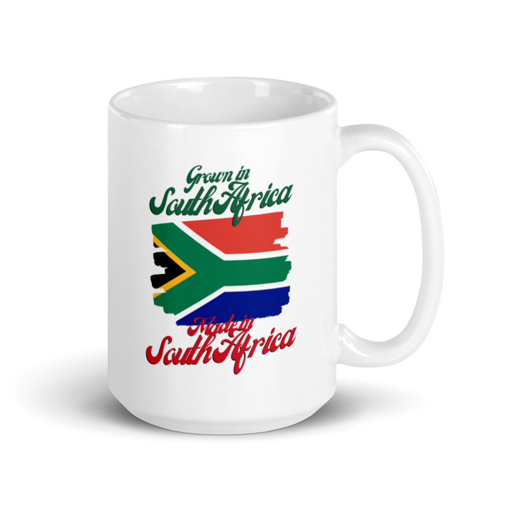 Grown in South Africa Made in South Africa White glossy mug