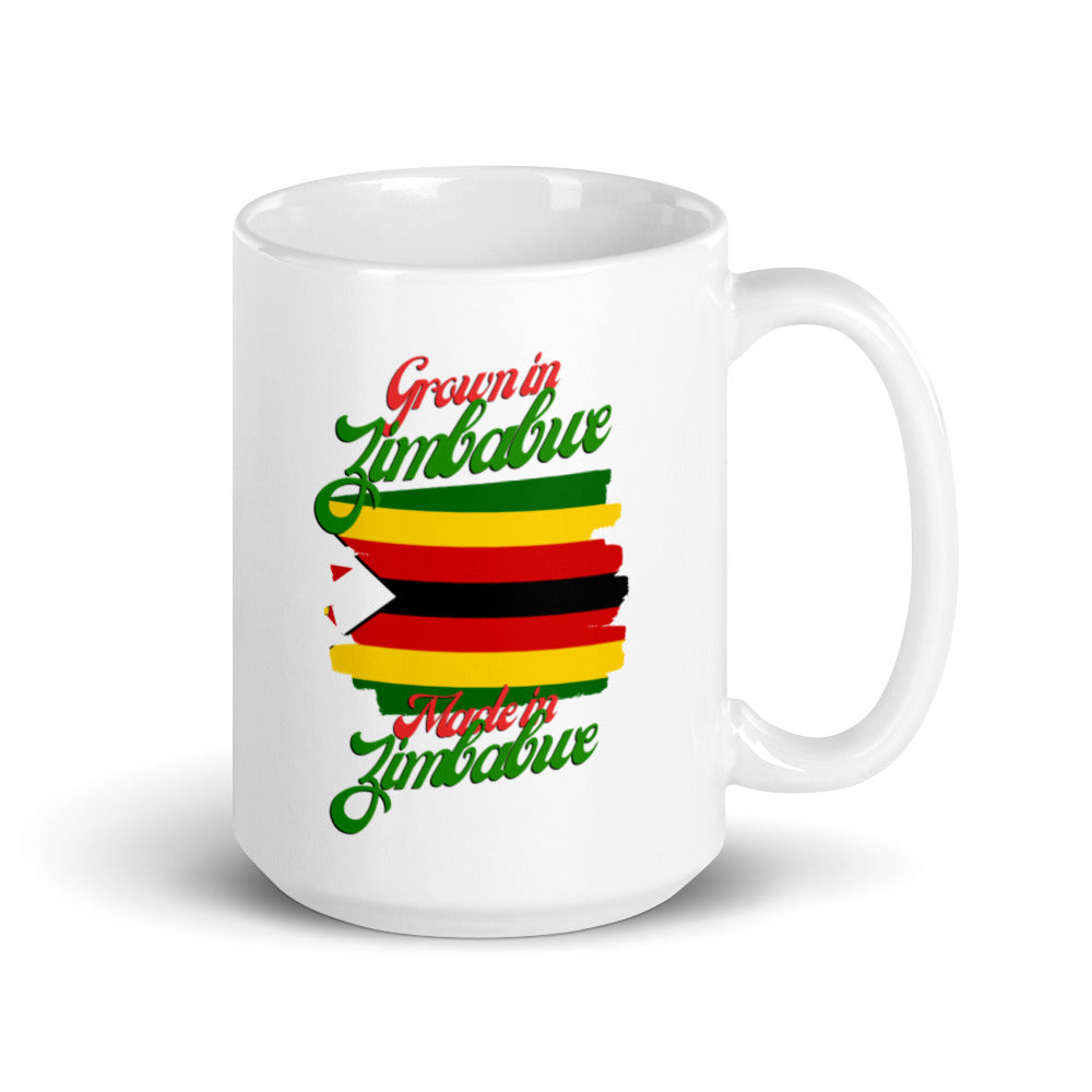 Grown in Zimbabwe Made in Zimbabwe White glossy mug